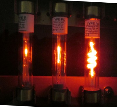 Photo above: P, PC and RS 05010002 Glow Tube under the voltage